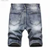 Jeans voor heren Designer bedrukte denim shorts voor heren, zomerzak, groot formaat, casual gescheurde, versleten gaten, herenjeans, slim fit, herenshorts, broeken D663 L230918