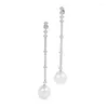 Dangle Earrings Romantic Earring Pearl Zircon 925 Sterling Silver Party Wedding Drop For Women Promise Jewelry Birthday Gift