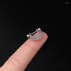 Brincos de parafuso prisioneiro bonito simples pequeno micro pave cz c círculo orelha cartilagem piercing manguito clipe dupla face aço barra brinco jóias