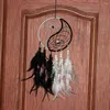 Decorative Figurines Handmade Dream Catcher Black White Feather Catchers Yin Yang Wall Decorations With Wooden Beads Chinese For Home Sleep