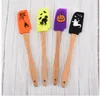 Spatule à crème antiadhésive avec manche en bois pour Halloween, gâteau Fondant en Silicone, grattoir de cuisine, outils de cuisson