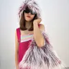 Новая большая сумка ярких цветов, шляпа-ведро с искусственным мехом, пляжный кашемировый костюм для девочек, костюм в стиле панк y2k, великолепный стиль 230918