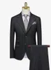 Ternos masculinos listrado cinza profundo conjunto estilo inglaterra fino ajuste casamento noivo usar blazer colete calça empresário casual roupas diárias 4xl