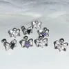 Stud Earrings 2023 Kpop Trendy Goth Y2K Inlaid Zircon Bowknot For Women Stainless Steel Cartilage Ear Piercing EMO Jewelry