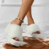 スリッパソリッドソフトなぬいぐるみ冬のスリッパの女性ぬいぐるみ靴コットン外の摩耗大きなサイズの毛皮のようなスリッパザパトスパラムジェレスx0916