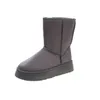 Women Boots Black Gray khaki سميكة سوليد منتصف الجولة الدافئة مصمم حذاء الثلج الدافئ