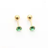 Boucles d'oreilles en acier inoxydable pour femmes, 2 pièces, petits clous d'oreilles en zircone cubique verte, petit Tragus, Piercing, bijoux coréens