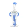 Recycler Glass Bongs Hookah Bong Bubbler Dab Rig Oil Burner Pipe Double Tubes Water Pipes