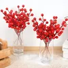 Decoratieve bloemen 50/100PCS Chritsmas Decoratie Rode Bessen Simulatie Bes Kers Meeldraden Voor Thuis Kerst Jaar Cadeau Bruiloft Bloemenkrans