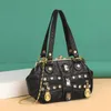 Factory wholesale women shoulder bags 5 colors street punk rivet handbags multi-function clip diamond retro dinner bag double zipper fashion handbag 6065#