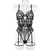 Sexig set bodysuit kvinnor sexiga exotiska kostymer spetsar transparent het intim kropp se genom porr sissy high cut svart neddy 230808