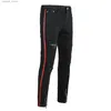 Herren Jeans Mode Herren Cool Black Zipper Jeans Skinny Ripped Destroyed Stretch Slim Fit Hop Hosen mit Löchern für Männer L230918