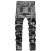 Jeans pour hommes Hommes Paisley Bandanna Imprimé Mode 3D Numérique Peint Stretch Denim Pantalon Slim Droit Noir Pantalon259q