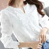 Women Arrival Spring Basic Chiffon Blouse Shirts Ladies Lace Solid Long Sleeve Casual Tops Embroidery Plus Size SH190829227w