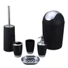 2017 New Arrival 6 Piece Plastic Bath Accessory Bathroom Set Toilet Brush Set - Black White316B