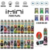 Imini Puff 7000使い捨て7k 9k 9Kベイプペン蒸気装置20フレーバー15ml e-liquidジュースメッシュコイル6光る色充電式エア調整可能0％2％3％5％使い捨てecig