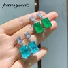 Pansysen Vintage Real 925 Sterling Srebrny Paraiba Tourmaline Emerald Diamond Kamień Kolczyki Kobiety Kobiety Fine Jewelry283k