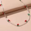 Collier ras du cou bohémien en perles de cerise rouge pour femmes, mignon, fait à la main, bijoux de fête Boho