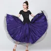 Сценическая одежда, платье для бальных танцев, женское фиолетовое стандартное танцевальное платье с коротким рукавом, женский костюм для соревнований по вальсу