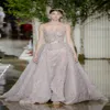 Zuhair Murad Overkirt الفساتين الرسمية الفساتين المسائية ارتداء سجد العنق على غرار سهرة بالخرز المسح القطار Tulle ثوب حفلة موسيقية 252L