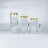 Sans BPA réutilisable 15oz cristal clair nouveau artisanat pré-percé vierge sublimation boule à neige paillettes flux double paroi verre gobelet tasses avec paille en plastique transparent