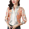 2023 Fashion Printed Blue Designer Shirts Women Long Sleeve Classic Lapel Casual Button Up Shirt Spring Fall Elegant and Youth B258Z