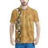 Polos pour hommes Polynésien Tribal Tongan Totem Tatouage Tonga Imprime Polos Manches Courtes Contraste Couleur Hommes De Haute Qualité