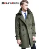 Heren trenchcoats herfst winter nieuwe Britse hertenleer windjack heren dubbele rij knopen Koreaanse jeugd lengte trenchcoat 6XL heren suède windjack J230918