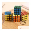 Cubi magici 3X3X3Cm Cubo di dimensioni mini con portachiavi Puzzle Fidget Toy Gioca a puzzle Giochi Bambini Intelligenza Apprendimento Giocattoli educativi Drop Dhw02