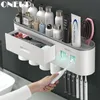 ONEUP-porte-brosse à dents mural avec tasse magnétique, support de brosse à dents, presse-dentifrice, organisateur de rangement, ensemble d'accessoires de salle de bains 230918