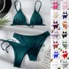 Dames Badmode Zomer Mode Sexy Effen Kleur Ruglooze Veters Taille Aanpassen Gesp Sling Bikini Driedelig Badpak Dames