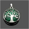 Charms New Natural Stone Pendant Gemstone Tree Of Life Diy Necklace For Women Men Jewelry Drop Delivery Findings Components Dh5Ur