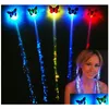 Andra evenemangsfestleveranser LED Flash Butterfly Fiber Braid Dance Lighted Up Glow Luminous Hair Extension Rave Halloween Decor Christma Dhrsg