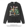 Autumn and Winter New New American Street Print Long Sleeve T-Shirt Hip Hop tvättade Old Fashion Märke Män och kvinnors runda hals