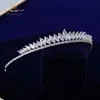 Wedding Hair Jewelry Elegant Leaves Clear Zircon Wedding Tiaras Hairbands Crystal Brides Hair Accessories Evening Jewelry 230918