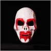 Accessoires de costumes masques effrayants Halloween Skl Ghost avec voile Hair Plastic Masquerade Carnival Cosplay Mask Drop Livrot Home Garden Festive Suppl Dhgx3 L23