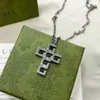 Luxe modeontwerper ketting uitgehold kruis 925 zilveren vintage stijl klassieke letter heren- en damesketting paar ketting cadeau