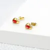 Stud Earrings Simple Mini Multi Color Crystal Heart For Women Fashion Gold Metal Stainless Steel Jewelry