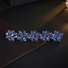 Grampos de cabelo quimera cristal flor clipe para mulheres luxo bling hairpin azul escuro barrette liga metal primavera braçadeira moda jóias