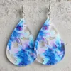 Boucles d'oreilles pendantes en acrylique pour femmes, teinture par nouage, bleu, rouge, imprimé goutte d'eau, impression couleur, bijoux cadeau