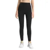 Pantaloni attivi in tessuto a costine Legging fitness da donna Alta elasticità traspirante ad asciugatura rapida con tasche Pantaloni sportivi da yoga push hip