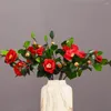 Dekorativa blommor 2023 6st konstgjorda blommor växter peony camellia 59 cm silke te rose faux grön växt diy hem trädgård konst bröllop