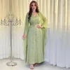 Ubranie etniczne Arab Arabi Dubai szatę muzułmańską sukienkę wieczorową Kraftan Elegancka luksusowa sukienki na imprezę diamentową Abaya Chifon Kaftan Femme Musulman