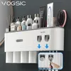 VOGSIC porte-brosse à dents magnétique support de rangement mural tasses avec 2 distributeur de dentifrice pour organisateur à domicile ensemble d'accessoires de salle de bain 230918