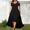 Vestidos casuais básicos vestido longo fluido lisonjeiro plus size vestidos de verão sem ombros para festas elegantes com decote em V bainha alargada slim fit designs senhoras L230918