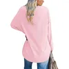 Chemisiers pour femmes pull chemisier tendance élastique mi-long Simple décontracté couleur Pure femmes haut pull Streetwear automne