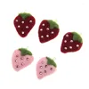 Hair Clips Trendy 10pcs/lot Bling Rhinestone Paved Wool Felt Red Pink Strawberry Patch Stickers DIY Jewelry Ornament Accessories Button