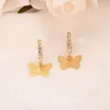 Boucles d'oreilles pendantes pour femmes, 22K 23K 24K, Baht thaïlandais, mode or fin GF CZ, bijoux à breloques papillon Vintage244H