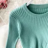 Casual Dresses Women Chic Drawstring Long Sleeve Sexy A-line Sweater Dress Vintage Korean Fashion Knit Vestido Elegant Autumn Winter