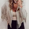 Damesjassen Vintage Mode Zacht Leer Fluwelen Jasje Dames Turn-down Kraag Kwastje Top Vest Lente Herfst Dame